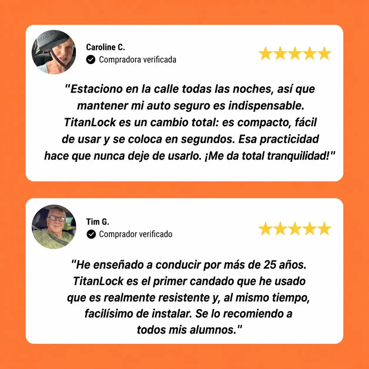 Reseñas de cinco estrellas de compradores verificados del candado TITANLOCK™