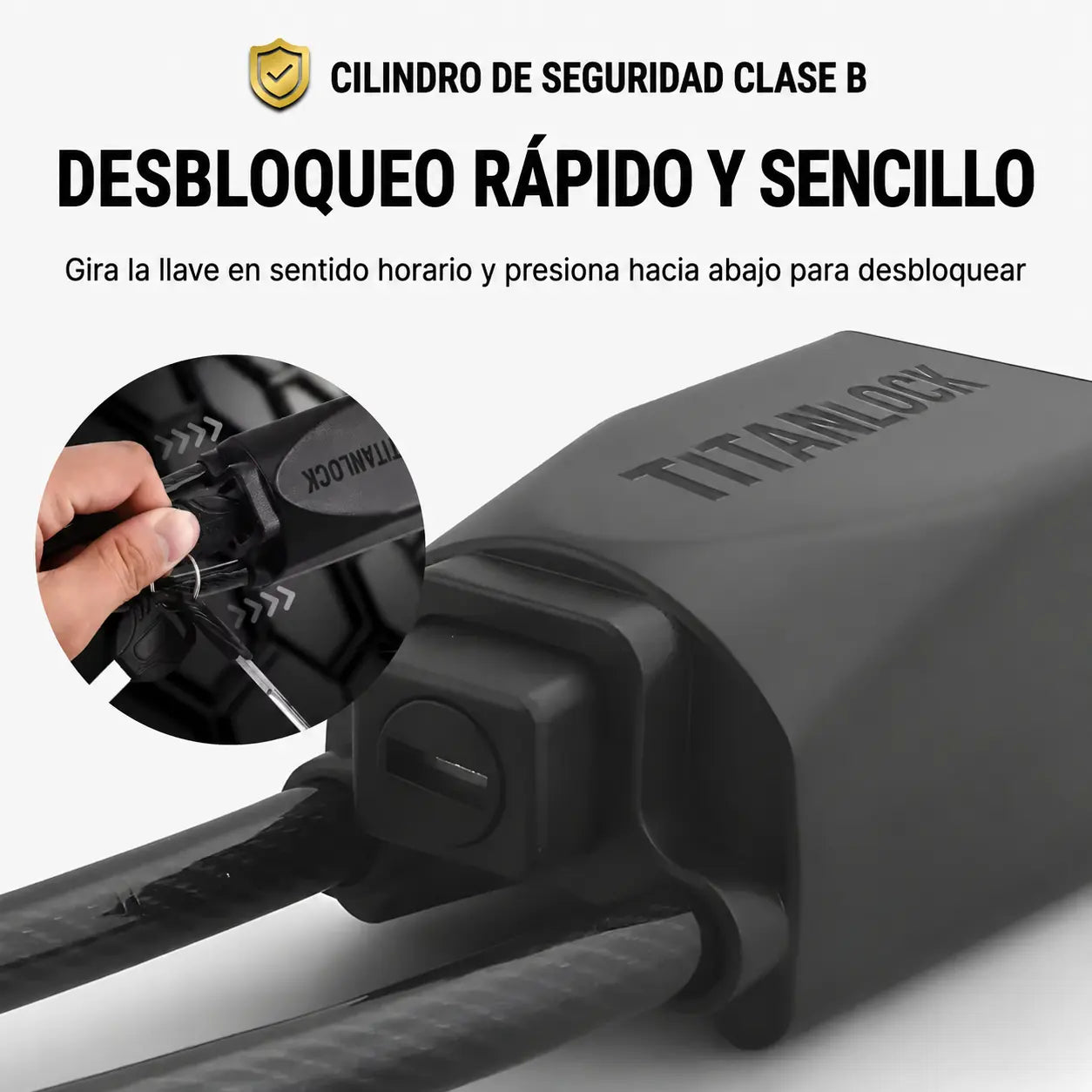 Cilindro de seguridad clase B de TITANLOCK™ con desbloqueo rápido girando la llave