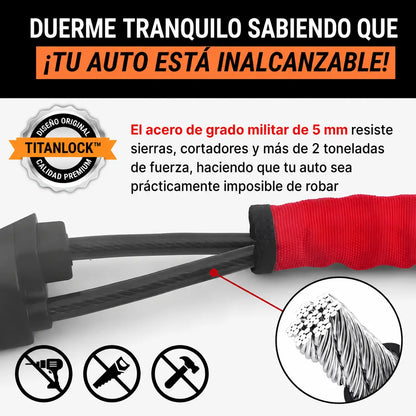 Cable de acero de grado militar de 5 mm de TITANLOCK™, resistente a sierras y cortadores